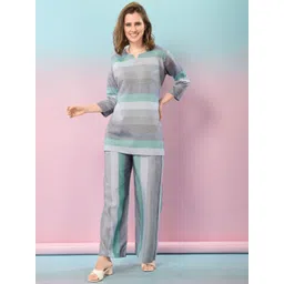 NIGHT FLOSS Colourblocked Notch Neck Tunic With Trouser-picture-20
