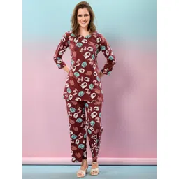 NIGHT FLOSS Printed Round Neck Three-Quarter Sleeves Pure Cotton Tunic & Trouser-picture-15