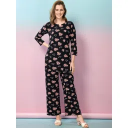 NIGHT FLOSS Printed Round Neck Three-Quarter Sleeves Pure Cotton Tunic & Trouser-picture-36