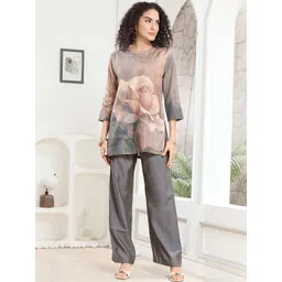 NIGHT FLOSS Women Floral Printed Regular Kurti with Palazzos-picture-34