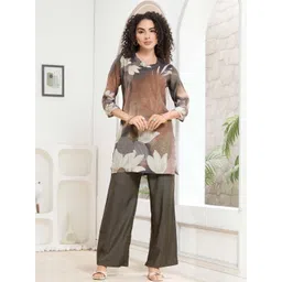 NIGHT FLOSS Women Floral Printed Regular Kurti with Palazzos-picture-28