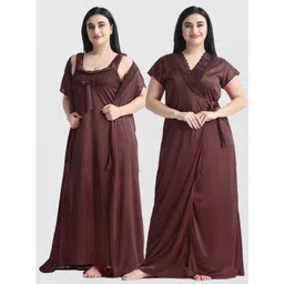 NIGHT KEYS Pack Of 2 Satin Maxi Nightdress-picture-22