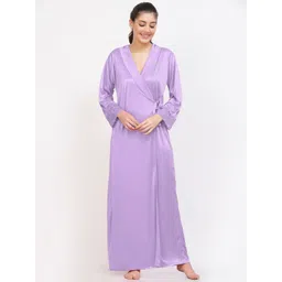 NIGHT KEYS Pack of 2 Satin Maxi Nightdress with Robe-picture-31