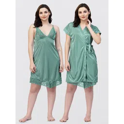 NIGHT KEYS Pack Of 2 Satin Maxi Sweat Nightdress-picture-35