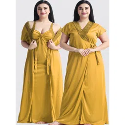 NIGHT KEYS Pack Of 2 Satin Sweat Nightdress-picture-10