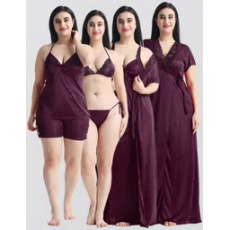 night keys Pack of 6 Women Nighty with Robe-picture-11