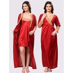 NIGHT KEYS Solid Short Sleeves Maxi Sweat Nightdress-picture-44