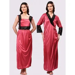 NIGHT KEYS Solid Short Sleeves Maxi Sweat Nightdress-picture-25