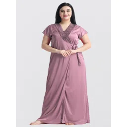 NIGHT KEYS V-Neck Satin Maxi Nightdress With Robe-picture-13