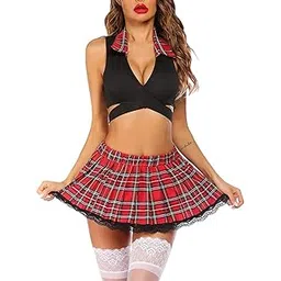 night pleaser Women's Cotton Fabric Sexy Baby Doll Skirts Set-picture-16