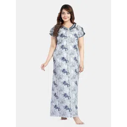 NIGHT QUEEN Floral Printed V-Neck Maxi Nightdress-picture-23