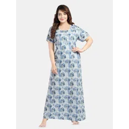 NIGHT QUEEN Printed Maxi Nightdress-picture-42