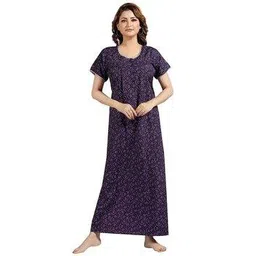 night queen Women Floral Print Round-Neck Nightie-picture-38