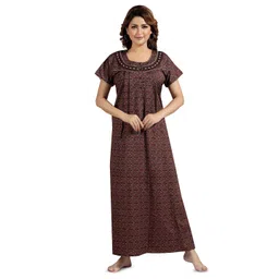 NIGHT QUEEN Women Floral Printed Maxi Nightdress-picture-36