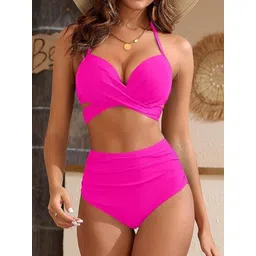 Night with Fun Halter Neck High-Waist Swim Bikini Set-picture-34