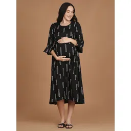 NIGHTSPREE Printed Maternity Fit & Flare Dress-picture-38