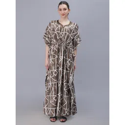 NIGHTSPREE Round Neck Geometric Printed Kaftan Nightdress-picture-22