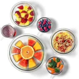 nightstar 6 Pcs Silicone Reusable Stretchable Lids for Bowls Dishes Plates Cans Jars Mugs Flexible Kitchen Food Wrap 8.07 inch Lid Set-picture-46