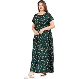 Nighty for Women Cotton Printed Maxi Gown Ankle Length Nighty Night Dress Gown for Women Maxi - Free Size-picture-42
