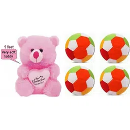 nihan enterprises Best Quality Soft Pink Teddy and Balls(4) for Someone special.- 25 cm-picture-11