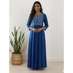 Nihsamah Women Embroidered A-Line Maxi Dress-picture-13