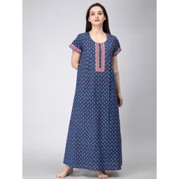 Nihsamah Women Printed Button Up Maxi Nightdress-picture-36