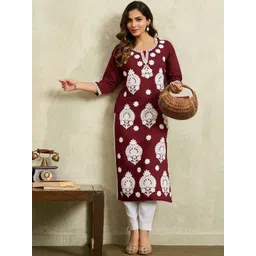 NIKATT Women Ethnic Motifs Embroidered Festive Straight Kurta-picture-26