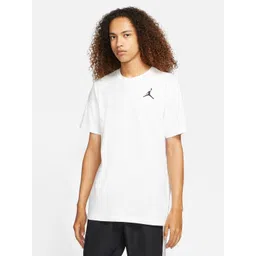 Nike Men White & Black M J JUMPMAN EMB SS CREW Printed Pure Cotton T-shirt-image-26