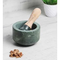 nikkispride Marble Stone Mortar & Pestle Large (Okhli & Musal Green)-picture-20