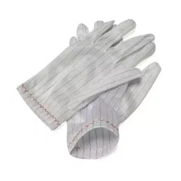 Nikko ESD 85 to 110 GSM Antistatic 100% Polyester and Stripe Carbon Gloves L Size White, NWGL001-picture-43