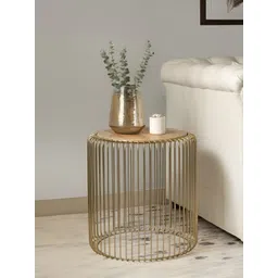 NILAAY Gold-Toned Wooden Panoply Side Table-picture-38