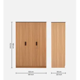 nilkamal Milford 3 Door Wardrobe in Urban Teak Finish image 3