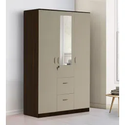 nilkamal Mozart 3 Door Wardrobe in Walnut Finish with Mirror & Drawers-picture-15