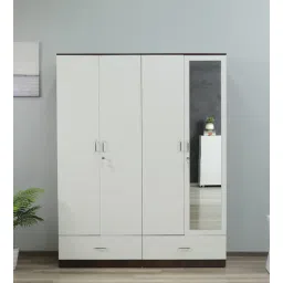 nilkamal Mozart 4 Door Wardrobe In White Finish with mirror-picture-24