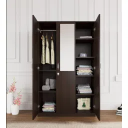 nilkamal Willy 3 Door Wardrobe in New Wenge Finish with Mirror-picture-36