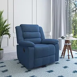 Nilkamal Sierra Velvet Fabric Manual Single Seater Recliner | Rocking and Revolving Mechanism | Blue-picture-18