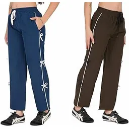 nilom Women Track Pant Pack of 2| Women's Wide Leg Track Pants High Waist Drawstring Lower Casual Loose Fit Lounge Joggers-picture-11