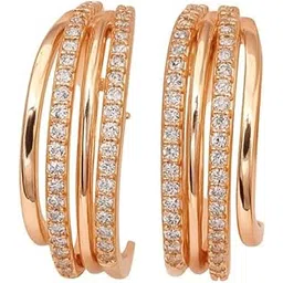 nilu's collection 18k Rose Gold Plated Clip On Hoop Earrings,Stylish Women Earrings, Latest Fancy Zircon Copper Bali Earrings for Women and Girls (Butterfy)-picture-40