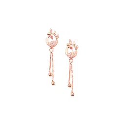 Nilu's Collection Rose Gold-Plated AD Studded Contemporary Drop Earrings-picture-35