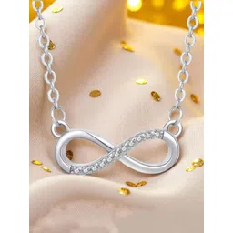 Nilu's Collection Silver Plated American Diamonds Studded Infinity Necklace With Chain-picture-24
