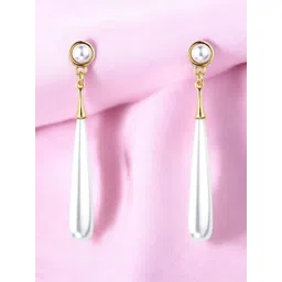 Nilu's Collection Silver-Plated Contemporary Cubic Zirconia Drop Earrings-picture-12