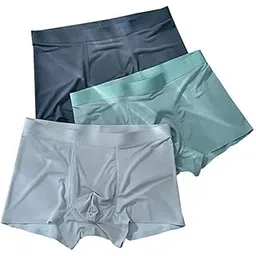 nimai creation Men's ice Silk Underwear Seamless Underwear, Summer ice-Feel Breathable Boxer Shorts Multicolor (Pack of 3) (XXL)-picture-49