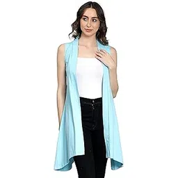 nimble Sleeveless Shrugs/Front Open Casual Shrug for Women Sky Blue-picture-10
