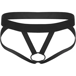 nimra fashion Mens Black Elastic Low Waist Free Size Harness Underwear Innerwear Black S-picture-40