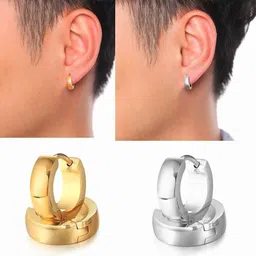 nimz Mens & Women Fashion Jewellery Valentine Platinum Black Blue Golden Silver Surgical Plug Combo Hoop Ear piercing Studs stainless Steel Jewelry Stylish Fancy Party wear casual High Gold Polish Daily use simple Magnet non Pierced Round pressing Dumbell Multicolor press OM Earrings Combo Set pack pierced shape Bali Ear rings Stud Tops Mens Earing Combo for Men Boy Boyfriend Women Boys Girls Gents unisex male girls women design Jewellery Multi Hoops earrings Salman Khan Style daily Use Mens Earrings Cubic Zirconia Stainless Steel, Metal, Brass, Alloy Stud Earring, Hoop Earring, Plug Earring, Tunnel Earring, Earring Set, Clip-on Earring, Drops & Danglers, Huggie Earring-picture-15