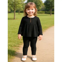 Ninas Girls Textured Round Neck Top with Trousers-picture-20