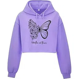 ninfin NinfinWomen and Girls Crop Hoodie,Butterflyninfin,Purple for Winters-picture-13