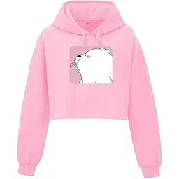 ninfin NinfinWomen and Girls Crop Hoodie,White Bear Lavander Styles Woman Anime cropFor Winters-picture-12