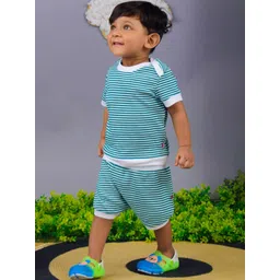 Nino Bambino Boys Striped Organic Cotton T-Shirt With Shorts-picture-53