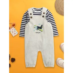Nino Bambino Infants Striped Cotton Dungarees With T-Shirt-picture-46